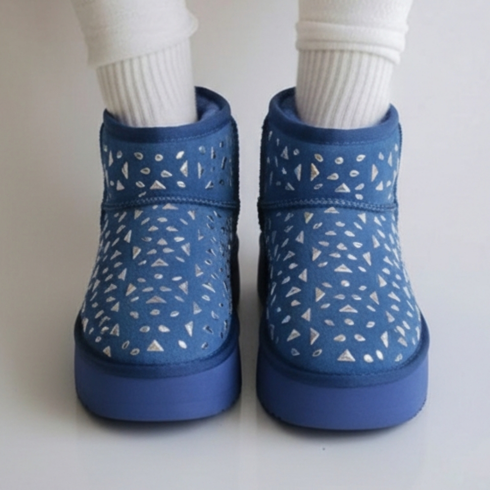 Cape Robbin Blue Boots with Silver Details